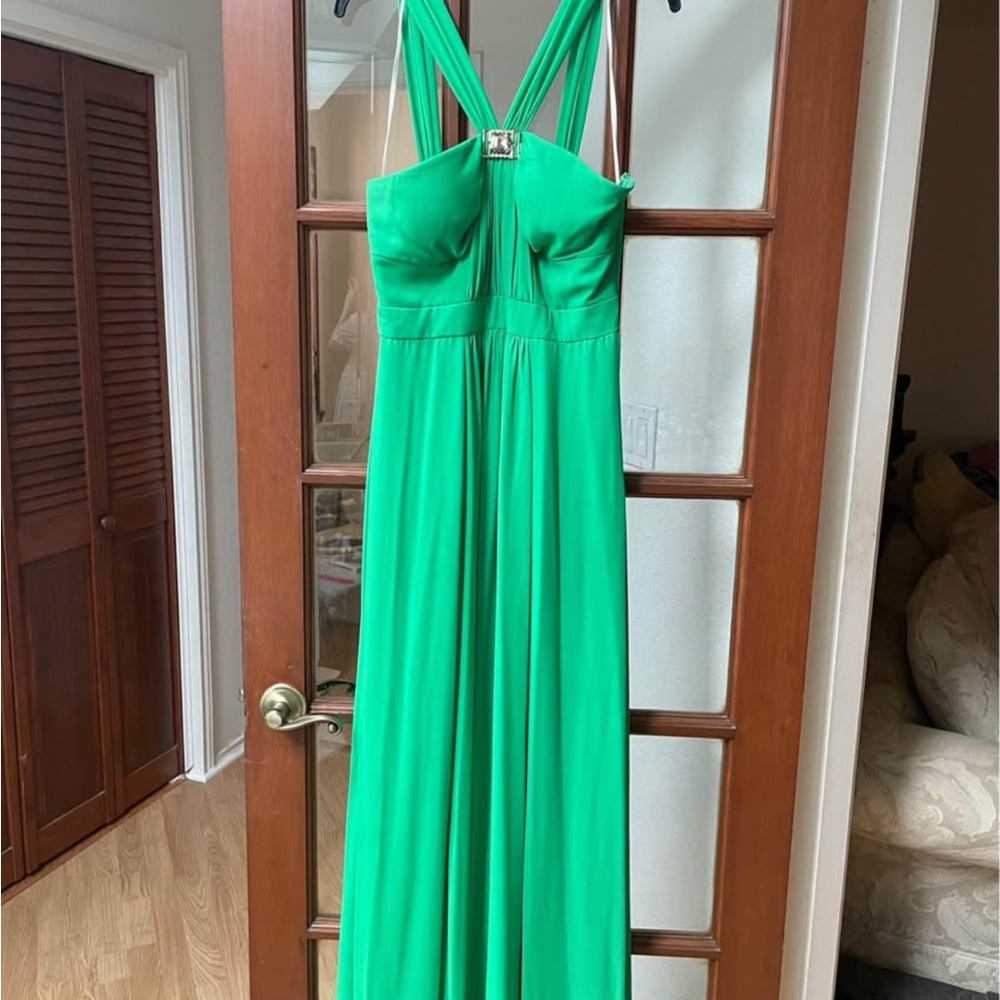 Nine West Green Halter Maxi Dress for Prom